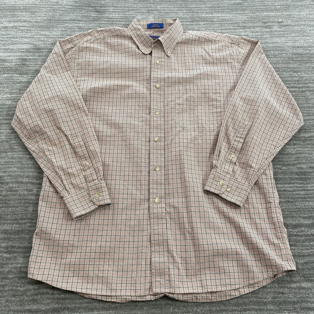 Vintage Pendleton Shirt Mens Large Brown Check Cotton Button Front Hong Kong 90s